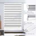 GHV Zebra Blinds for Windows Corded Blackout Dual Layer Privacy Shades Light Control for Day and Night Home Office (Gray, 36 in (W) x 64 in (H))