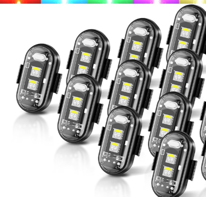 Xuhal 12 Pcs Magnetic Wireless LED Strobe Lights with Remote Control 8 Color RGB High Brightness Waterproof Anti Collision USB Emergency Warning Light for Car Motorcycle RC Aircraft Bike