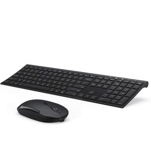 Wireless Keyboard and Mouse, Vssoplor 2.4GHz Rechargeable Compact Quiet Full-Size Keyboard and Mouse Combo with Nano USB Receiver for Windows, Laptop, PC, Notebook-Black