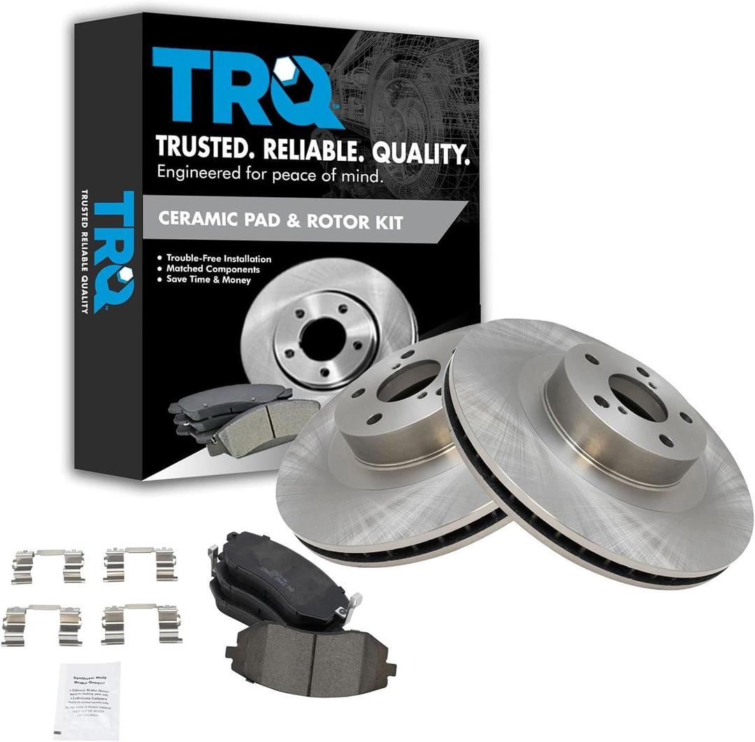TRQ Front Brake Pad and Rotor Set Ceramic Vented Rotors Compatible with 2005-2006 Saab 9-2X 2003-2008 Subaru Forester 2003-2006 Baja 2003-2005 Impreza 2002-2004 Legacy 2002-2005 Outback