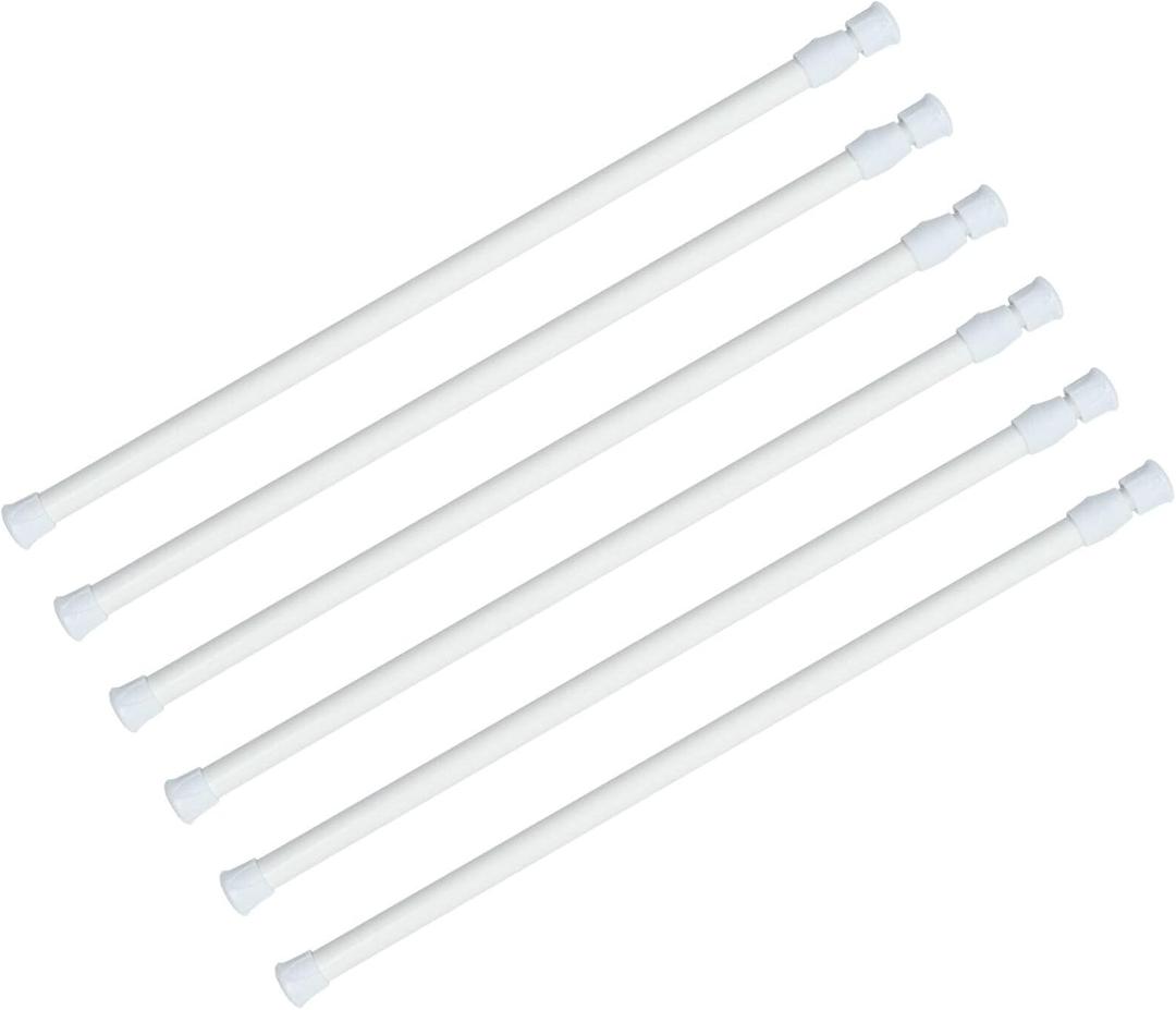 KXLife 6 Pack Spring Tension Rods for Windows 28 to 48 Inch, Adjustable Expandable Small Curtain Tension Rods No Drill for Kitchen, Bathroom, Doorway, Cupboard(White)