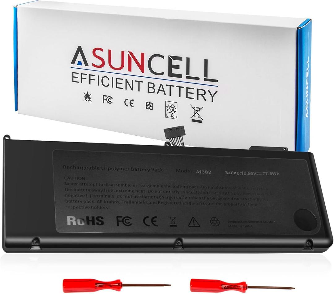 ASUNCELL A1382 A1286 Laptop Battery for 15 inch MacBook Pro 8,2 9,1 MacBook Pro Battery A1286 (Mid 2012 Early 2011 Late 2011)