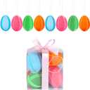 Easter Decoration Egg Hanging Ornaments, 8 Pcs 3 inch Large Decorations Artificial Velvet Colorful Tree Gifts Box for Trees Spring Decorative for DIY Crafts Party School Office Home Decor