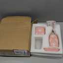 Bow Bathroom Set, 4 Pcs Ceramic Bathroom Accessory Sets - Soap Dispenser, Tumbler Toothbrush Holder, Vanity Soap Tray, Cotton Swab Jars - Pink Bathroom Decor Gift for Her (Pink)