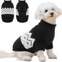 Queenmore Warm Dog Sweater, Soft Pet Knitwear, Knitted Pullover, Winter Pet Clothes for Small Medium Dogs Cats (Black), S