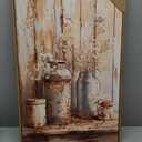 Qenundme Framed Rustic Farmhouse Floral Canvas Wall Art Florals in Rusty Cans Print Posters Vintage Country Flower Still Life Pictures Paintings Prints for Bathroom Bedroom Living room Decor 16X24in