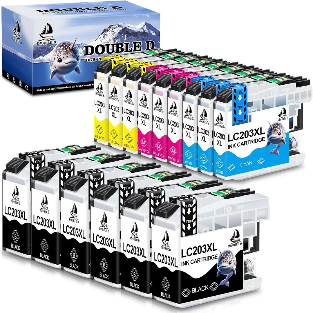 DOUBLE D LC203XL Compatible Ink Cartridge Replacement for LC203 LC203XL LC201 LC201XL for MFC-J480DW MFC-J880DW J485DW J460DW J680DW J885DW J4420DW J4620DW (6BK/3C/3M/3Y, 15 Pack)