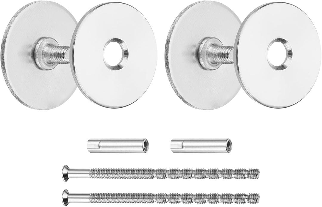 MECCANIXITY Door Hole Cover Plate, Deadbolt Cover Plate for 3/4" to 1" Holes Round Door Knob Hole Filler Plate Brushed Satin Nickel 1.38" Nut 3.54" Screws Silver Pack of 2