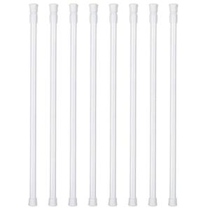 8 Pcs Tension Curtain Rods, No Drilling Adjustable Rods for Shower Curtains and Doors, Upgraded Ivory White Spring Rods 40-70 cm, Easy Installation, No Tools Required