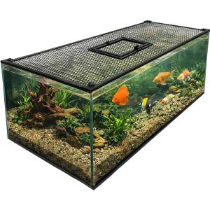 Magnetic Fish Tank Lid Aquarium Top Cover Anti-Jumping Mesh Net | DIY Cut-to-Fit Aquarium Mesh Lid, Fits 10/20/29/40 Gallon Rimless Fish Tanks Lids, Feeding Wndow