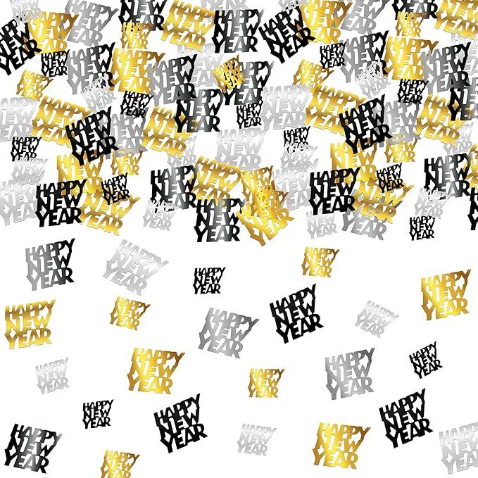KatchOn, Black, Gold and Silver New Years Confetti - 1 Ounce, Pack of 300 | New Year Confetti for Happy New Years Table Decorations 2026 | NYE Table Decorations 2026 | NYE Decorations 2026