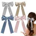 Flat Hair Clips for Women, Cute Bow Non-slip Flat Claw Clips Bow Hair Claw,Lay Down Claw Clips Hair Accessories for Womenfor Girls Thin Thick Hair (4 PCS)