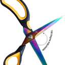 Scissors All Purpose, 9.5 Inch Premium Stainless Steel Scissors Heavy Duty Titanium Coating Sewing Fabric Scissor Cutting Fabric Leather, Hand Cutting Tools for Office, Home, School, Sewing and Crafts (Yellow)