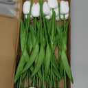 20pcs White Tulips Artificial Flowers 13.5 Inch Real Touch PU Fake Flowers Fake Tulips for Mother's Day Easter in Home Wedding Office Party Table Decoration