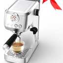 MAttinata CM1663 Espresso Machine, 20 Bar Compact Coffee Maker with Milk Frother Steam Wand for Cappuccino, Latte, Professional Pressure Gauge & 49oz Removable Water Tank for HomeStainless Steel (Silver-Q)