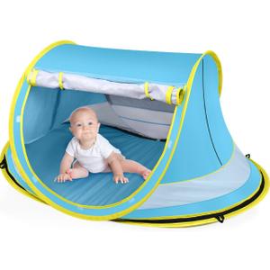 Baby Beach Tent,Large Pop Up Beach Tent Sun Shade for Beach,Portable Baby Travel Tent with Mosquito Net,Indoor Baby Play Tent,UPF 50+ UV Protection Sun Shelters for Infants