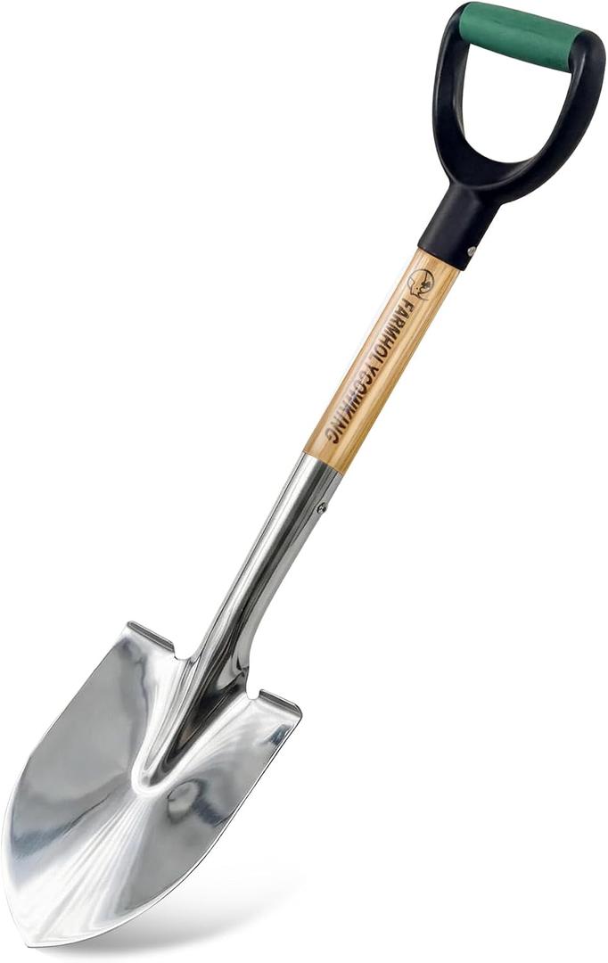 Garden Shovel for Digging, 29 Inch Small Shovel with Ergonomic D-Handle, Heavy Duty Stainless Steel Gardening Shovel for Planting and Yard Work, Compact Beach Shovels for Sand, Soil and Landscaping