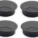 4pcs 2 inch Desk Wire Cord Cable Grommets Hole Cover for Office PC Desk Cable Cord Organizer Plastic Cover Black (Black-4Pcs)