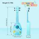 YOLOPLUS+ 17 Inch Kids Ukulele Guitar Toy 4 Strings Mini Children Musical Instruments Educational Learning Toy for Toddler Beginner Keep Tone Anti-Impact Can Play with Picks/Strap/Primary Tutorial (Blue)