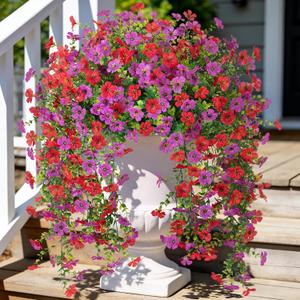Hrobek Fake Artificial Hanging UV Resistant Flowers for Outdoors Decoration | 2 PCS Faux Flowers for Outdoor Planters, Fake Plants Look Real Daisy No Fade Decor for Porch Home Patio Balcony and Yard