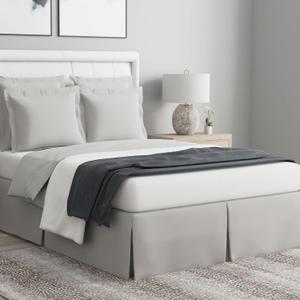 Bed Makers Never Lift Your Mattress Wrap Around Bed Skirt, Classic Style, Low Maintenance Wrinkle Resistant Fabric, Traditional 14 Inch Drop Length, King, Soft Silver