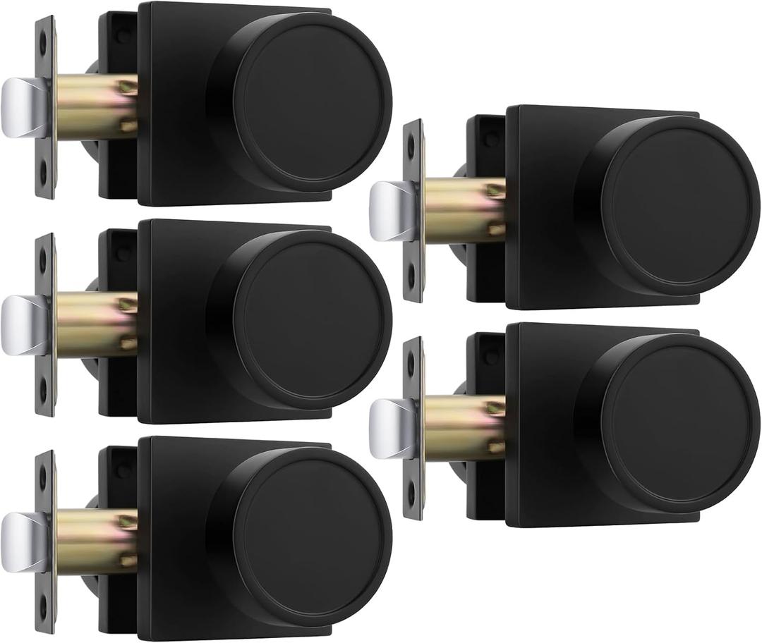 goldenwarm Black Closet Door Knobs Interior, Matte Black Passage Interior Door Knobs, Heavy Duty Zinc Alloy Indoor Doorknobs for Closet, Hall, 5 Pack