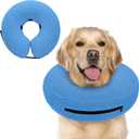 Supet Inflatable Dog Cone Collar for Dogs to Stop Licking, Dog Donut Collar After Surgery, Soft Pet Cone for Small Medium Large Dogs Blue 02 L (L(Neck 12"-16")), Blue 