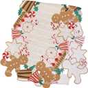 Gingerbread Table Runner Christmas Decorations Candy Cane 36 inches Long for Kitchen Dinning Coffee Table Home Holiday Party Decor