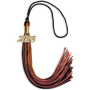 Endea Graduation Mixed Double Color Tassel with Gold Date Drop (Black/Orange, 2026)