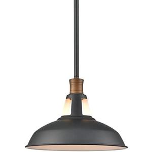 CLAXY Pendant Light Industrial Farmhouse Pendant Lighting Matte Black Loft Barn Hanging Kitchen Pendant Light Fixtures-12.2"