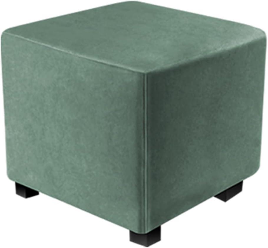DUJUIKE Ottoman Covers Slipcover Square Ottoman Covers Protector for Footrest Foot Stool Furniture Stretch Comfortable Velvet with Elastic Bottom(Size S/Length&Width:13-18"/Height:15-18",Green)