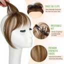 Bangs Hair Clip in Bangs 3603D Cover Hair Topper Synthetic HairPieces for Women Light Brown Wispy Fake Bangs Toppers for Daily Wear
