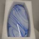 Teenyyou 1 Set Oval Glass Lamp Shade 7.5" High x 4.7" Diameter Glass Pendant Lampshade Compatible with E26 Light Fixtures Lampshade Replacement for Kitchen Island Ceiling Pendant(Blue Marble Pattern)