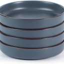 famiware Mercury Pasta Bowls Set of 4, 33 oz Large Salad Bowls, Ceramic Pasta Plates Bowls, Serving Bowls for Kitchen, Microwave & Dishwasher Safe, Charcoal