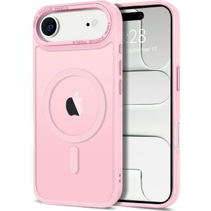 Hython Case for iPhone Air Case Magnetic Translucent Matte Phone Cases 6.5" [Compatible with MagSafe] Thin Slim Fit Shockproof Bumper Hard Protective Cover for Women Men Girls, Frosted Tender Pink
