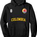 Colombia Soccer Hoodie No. 8 Colombian Flag Camiseta Futbol S