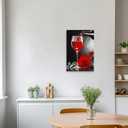 ZXHYWYM Red Wine Wall Decor Kitchen Canvas Picture Black White and Red Wine Glass Rose Painting Prints Modern Abstract Artwork for Restaurant Dining Room Bar Decor(Picture-1, (16.00" x 24.00"))