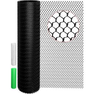 16In x 15Ft Plastic Chicken Wire Mesh Fencing, TOYPOPOR 500GSM Durable Heavy Duty Hexagonal Chicken Wire for Cat Dog Fencing, Garden Fence, Aquarium, Moss Pole, Aperture 0.4'', Rustproof, Easy to Cute (Black)