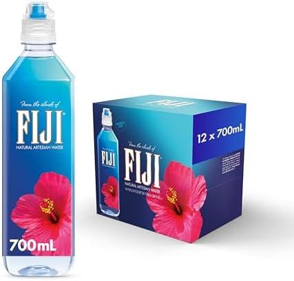 FIJI Natural Artesian Bottled Water 700mL / 23.7 Fl Ounce (Pack of 12) - Sports Cap - 100% Natural Electrolytes 09/16/2026