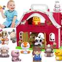 Aigybobo Farm Animals Big Barn Toys for 1 2 3 Year Old, Toddler Montessori Learning Toy, Farm Playset with Animal Figures and DIY Stickers, Christmas Birthday Gift for Baby Boys Girls Age 12-18 Months