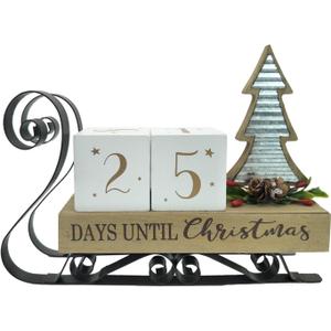 Christmas Countdown Calendar Christmas Tree Sleigh Advent Calendar Wooden Number Christmas Decorations for Home Farmhouse Days Until Christmas Tabletop Decor