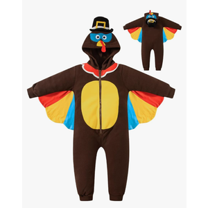 Toddler Boy Girl Turkeys Costume Onesie Thanksgiving Cosplay Hooded Outfits Romper, 3-4 Y