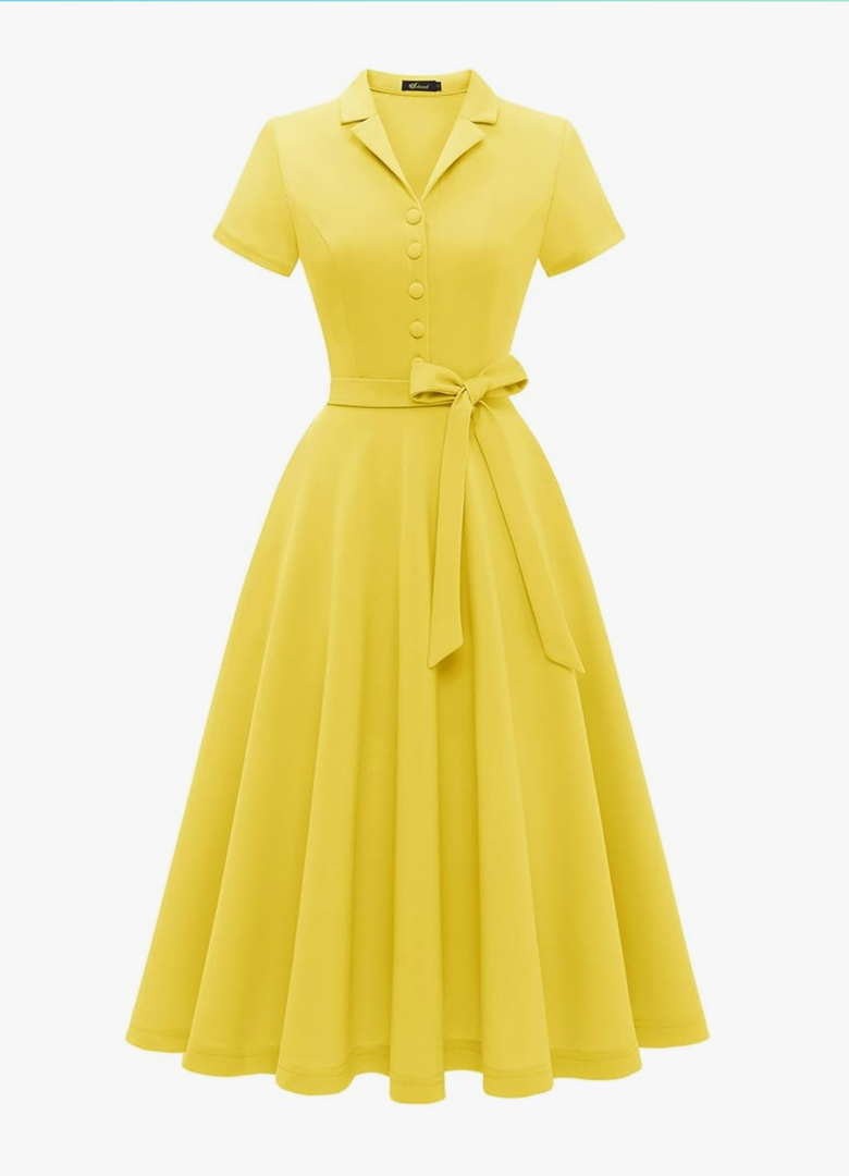 Wedtrend Women's Vintage Tea Dress, Short Sleeve Cocktail Party Dress Work Church Casual Dress XS