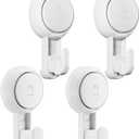 TAILI 4 Pack Suction Cup Shower Hooks for Inside Bathroom Wall, Damage-Free Hanging Towel Hook for Shower, Powerful Vacuum Suction Cup Bath Loofah Holder, Easy to Install and Remove, White