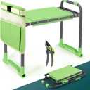 Foldable Garden Kneeler and Seat 2-in-1 Gardening Stool with a Tool Storage Pouch, Lightweight and Portable for Elderly, Outdoor, Lawn Care (Green)