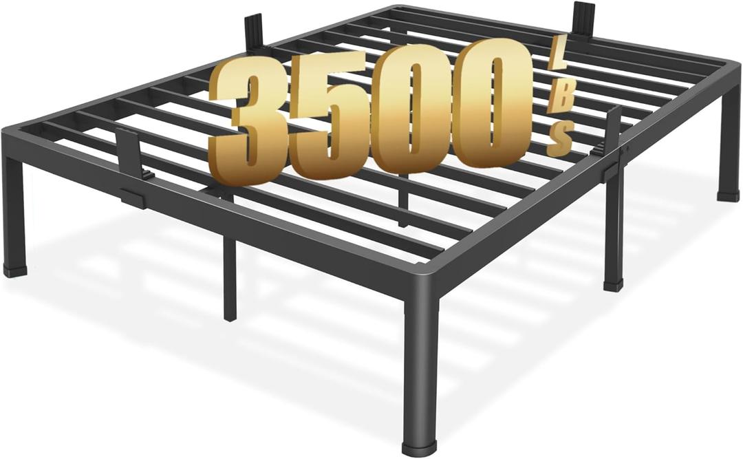 FUIOBYVV California King Bed Frame with Round Corner Edge Legs 18 inch High 3500 lbs Heavy Duty Metal Platform Bed Frame King Size No Box Spring Needed/Noise Free/Steel Slat Support/Non-Slip Black