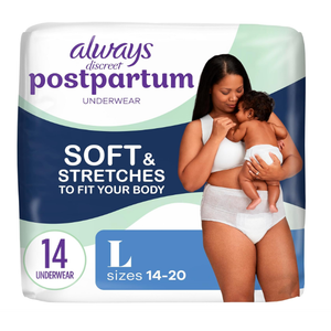Always Discreet Postpartum and Adult Incontinence Underwear for Women, Large, Maximum Protection, 14 Count