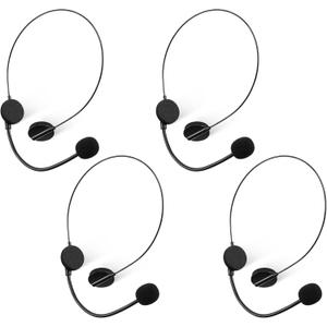 Zhanmai 4 Pcs Black Microphone Headset Headpiece 90's Costume Prop Headset Hippie Halloween Costume Accessories Makeup Props for Party Supplies