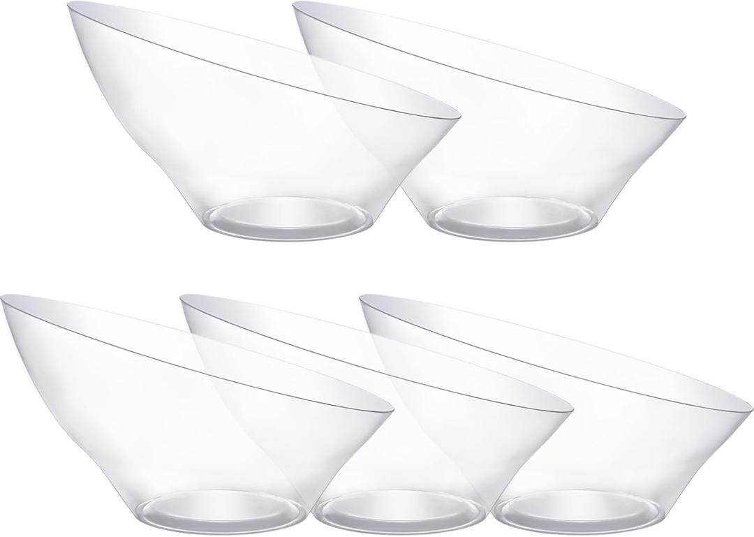 12pack Clear Plastic Serving Bowls for Party,20oz Disposable Serving Bowl,Angled Bowls for Wedding Party Chip, Candy, Salad,Fruit