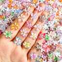 50Pcs Flower Nail Charms for Nail Design Spring Summer Hibiscus Floral Nail Rhinestones Flat Back Hawaii Flower Nail Charms and Gems Mixed Color Lily Nail Jewelry for Women Girls Manicure Decor, Medium